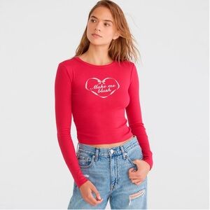 Aeropostale Cropped Long Sleeve Crew Neck Baby Tee